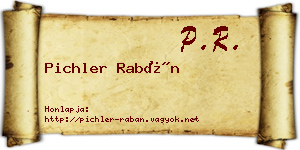 Pichler Rabán névjegykártya